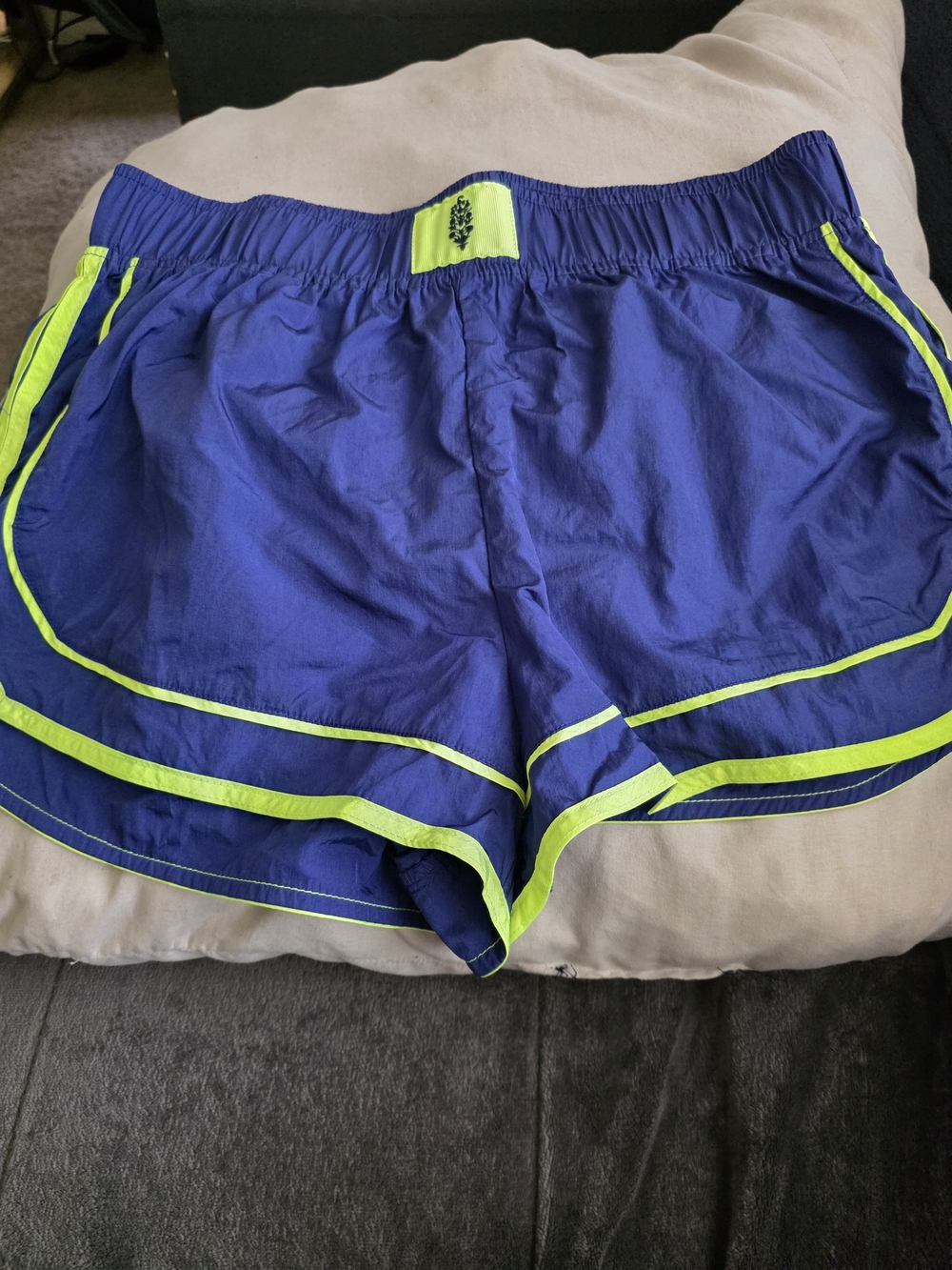 Royal Blue Athletic Shorts with Neon Yellow Trim